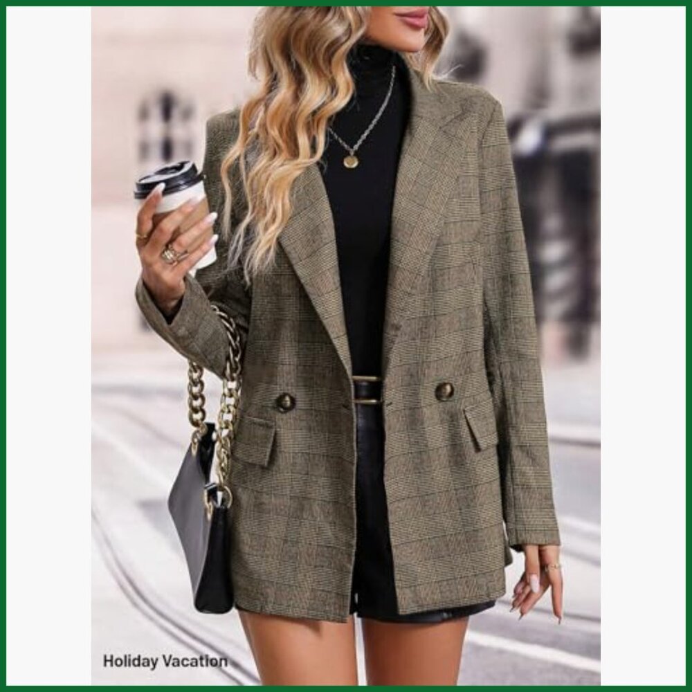 Lightweight Fully Lined Plaid Houndstooth Blazer … - image 4